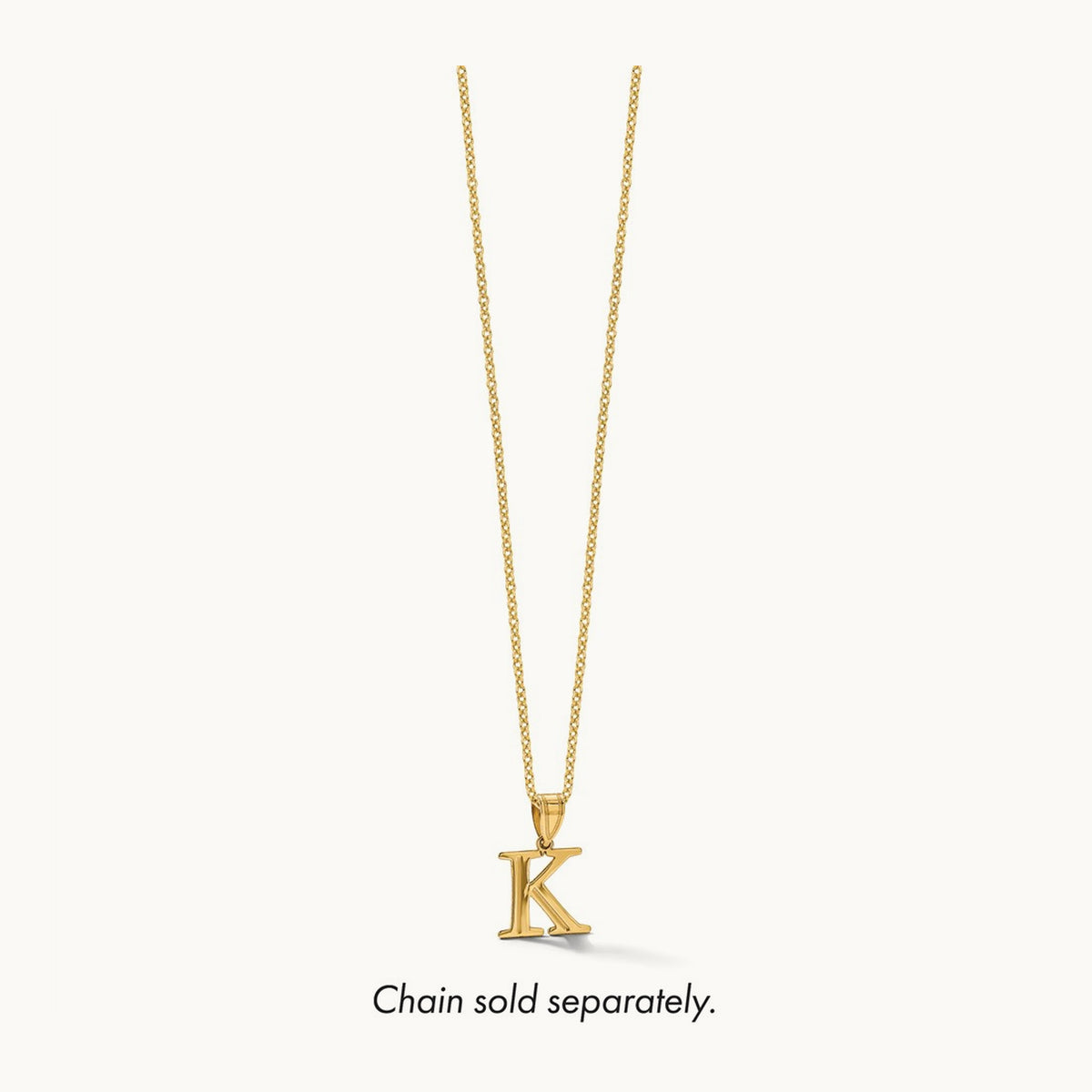 Polished Etched Letter K Initial Pendant, 14K