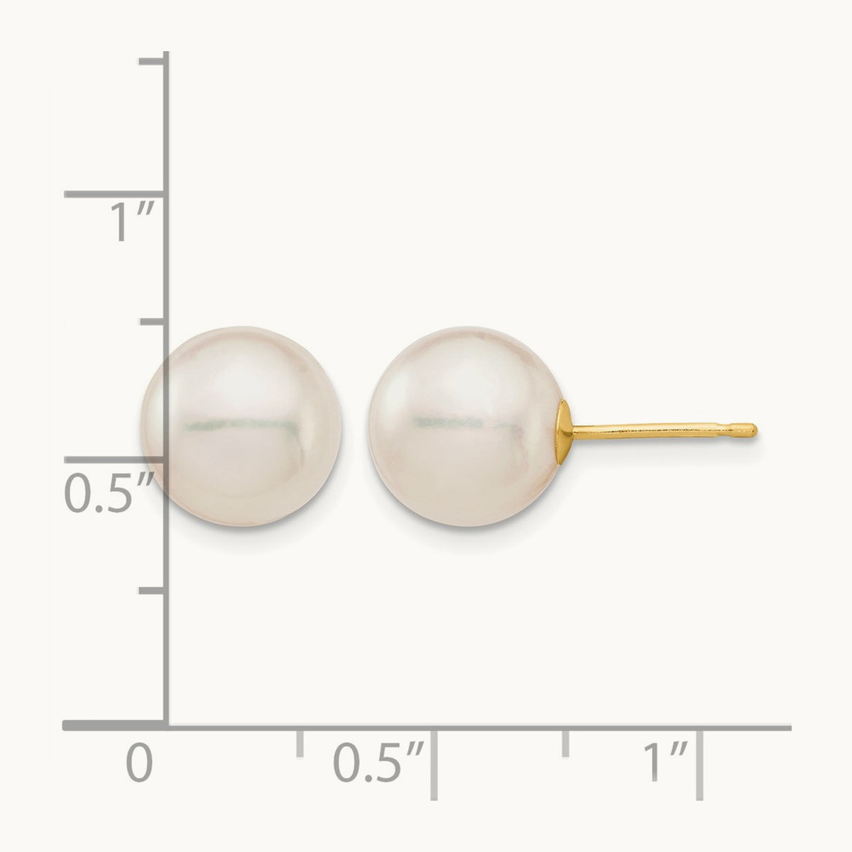 9- White Round Saltwater Akoya Cultured Pearl Stud Post Earrings, 10mm, 14K