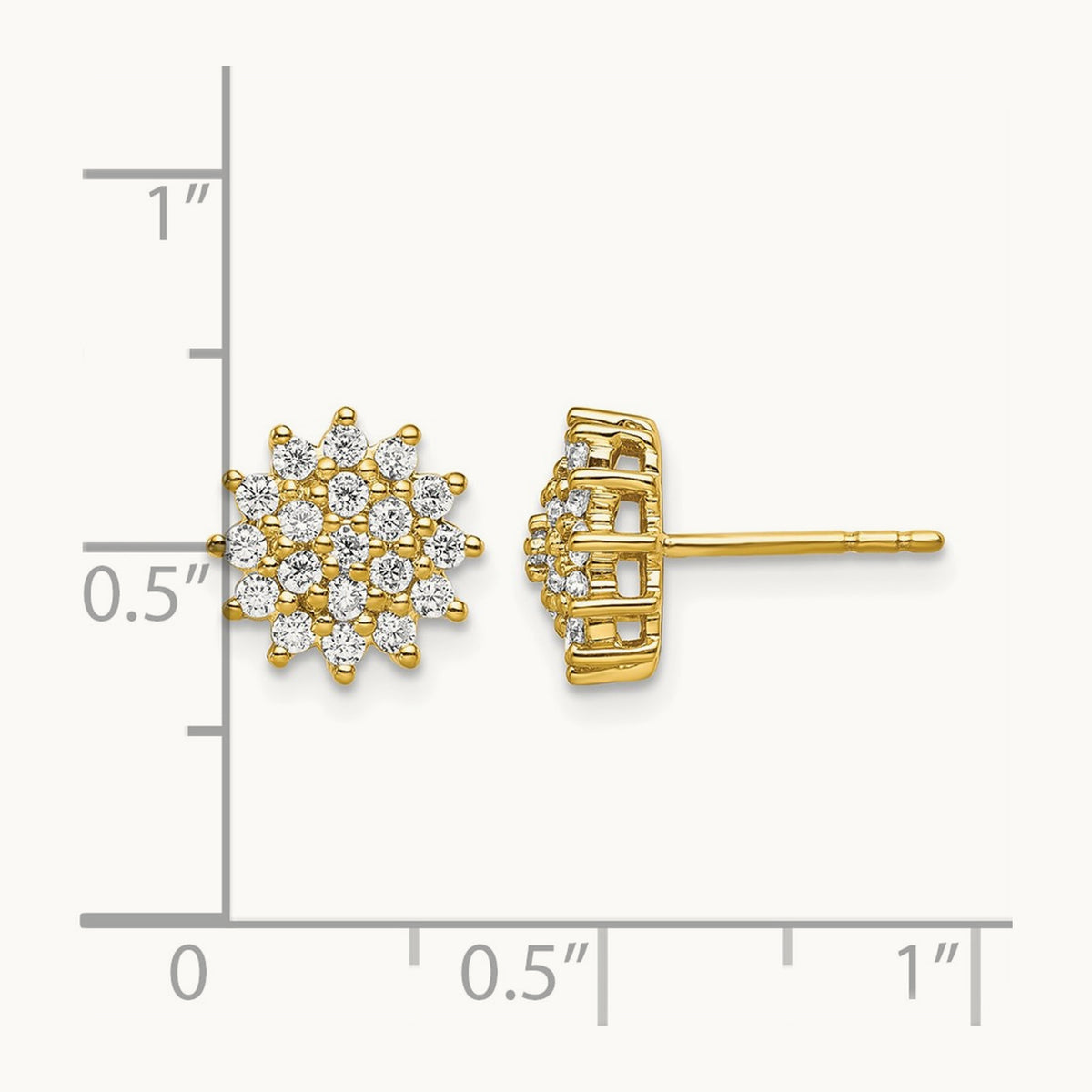 Cluster Post Earrings, 0.50 ct tw Lab-Grown Diamond — 14K Yellow Gold