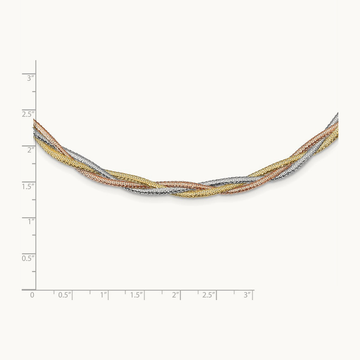 w/Wht Rhodium/Rose Gold-plat Polished Mesh Necklace, 14K — Leslie's