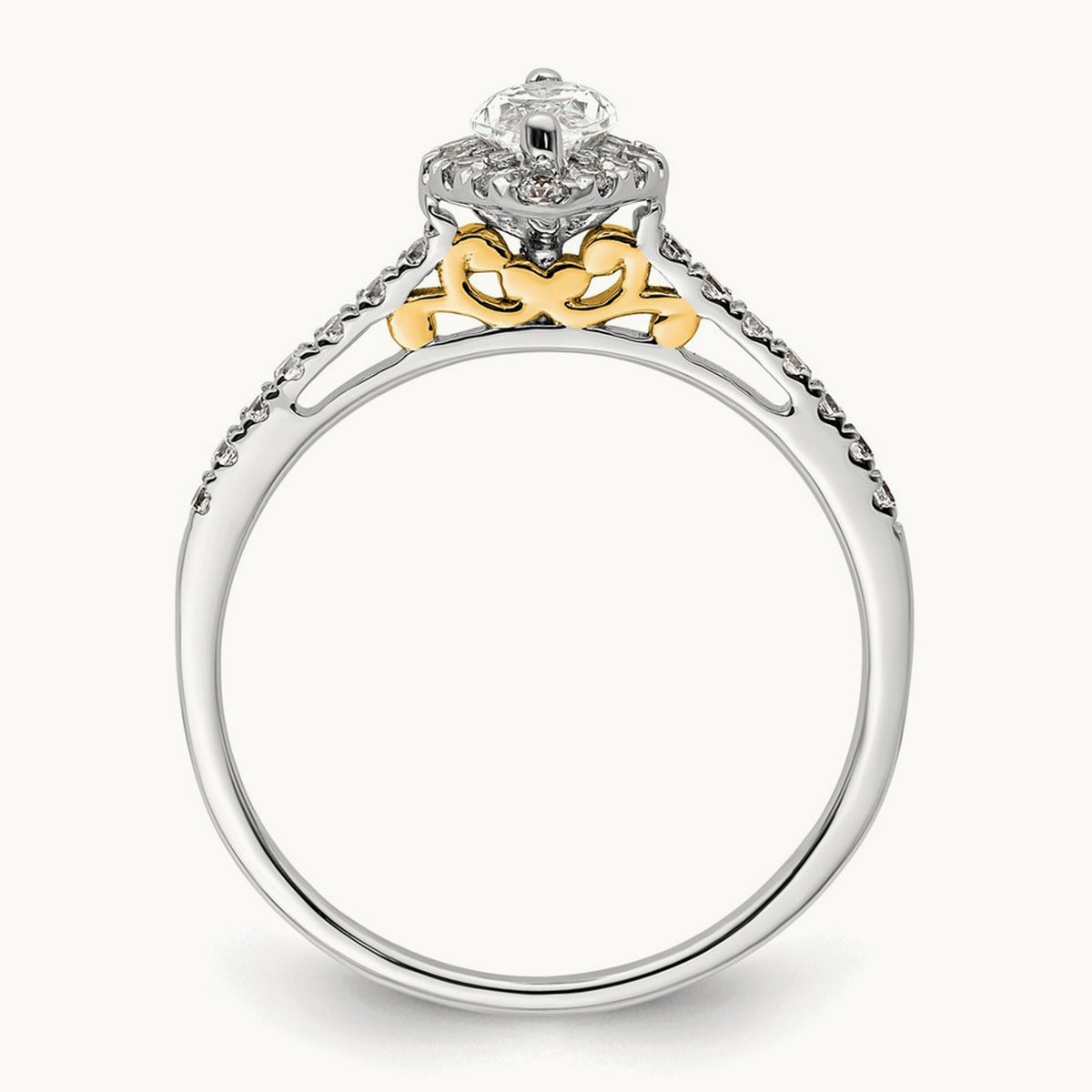 Marquise Halo Semi-Mount Engagement Ring, 0.25 ct tw — 1/4 ct, 14K Two-Tone