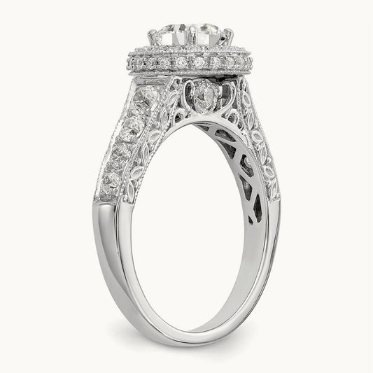 Round Semi-Mount Halo Engagement Ring, 0.75 ct tw