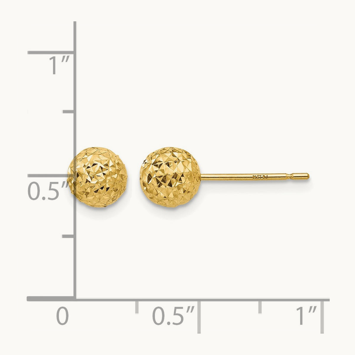 Diamond Cut Ball Post Earrings, 14K