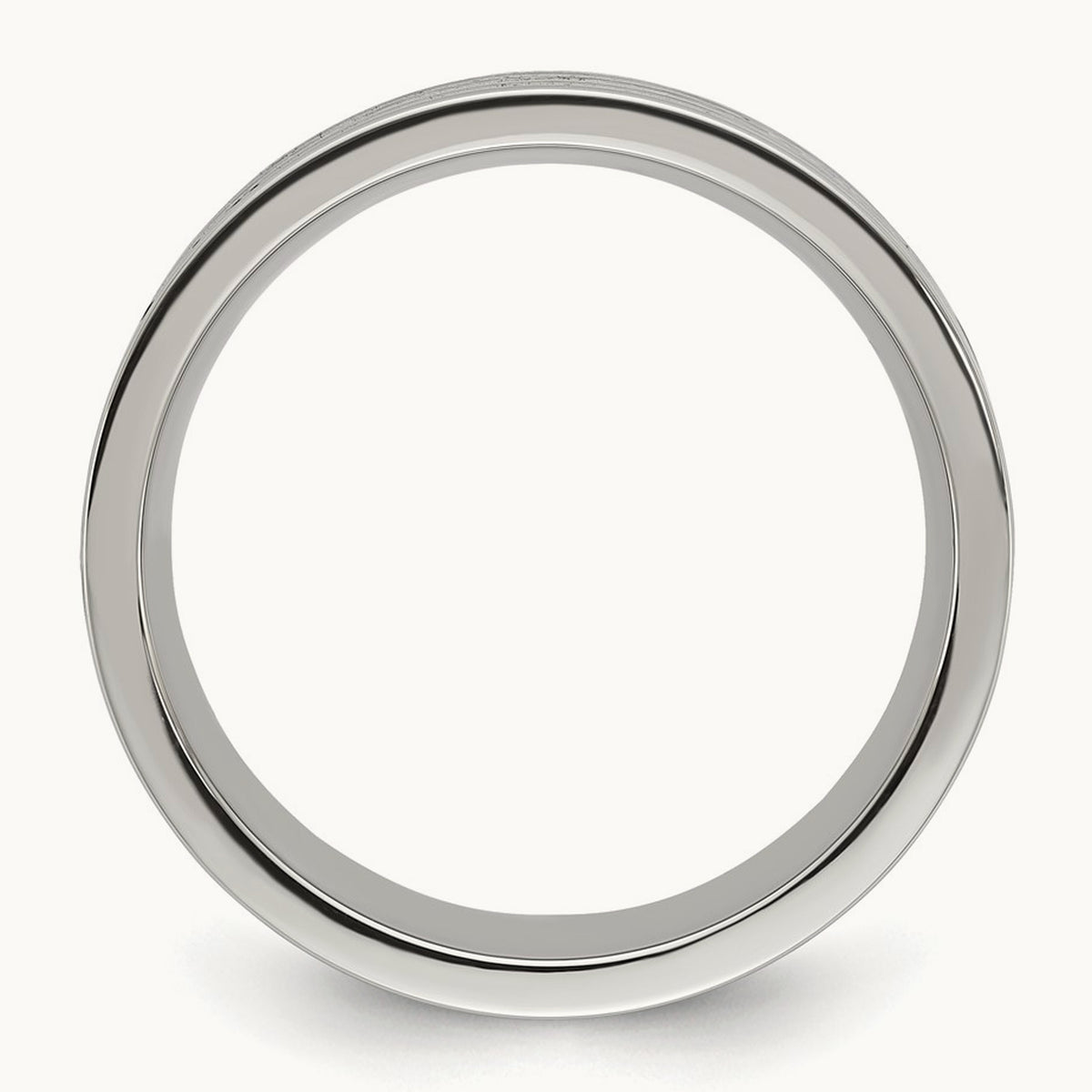 Polished w/Wood/Imt. Meteorite/Redstone Inlay Band, Stainless Steel