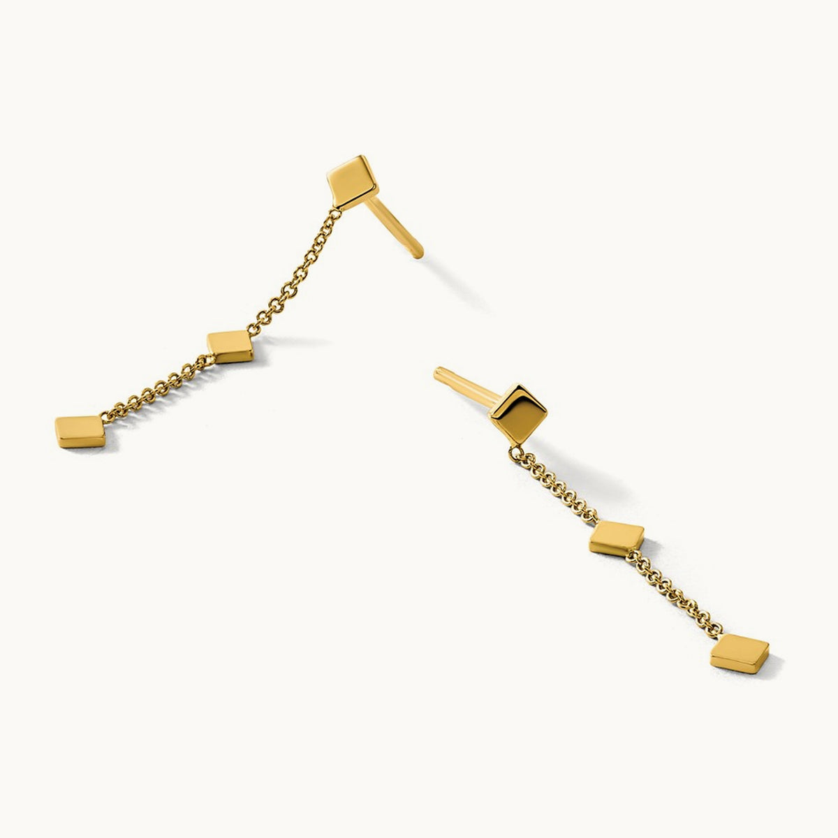 Polished Diamond-shaped Disk Dangle Post Earrings, 14K — Leslie's