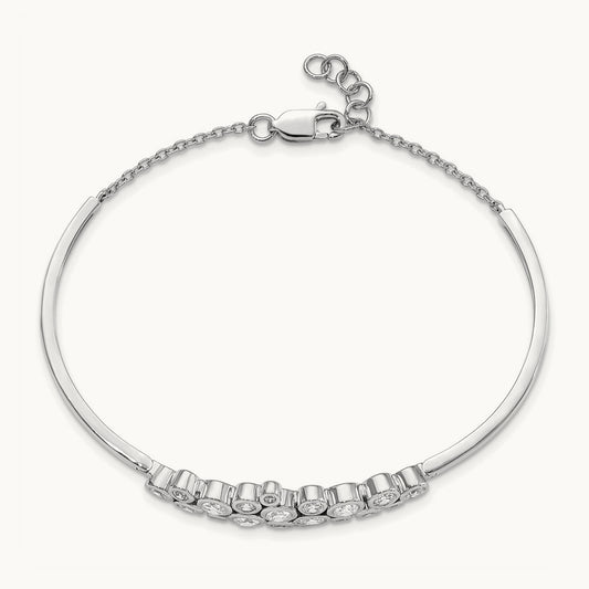 With Ext Bangle Bracelet, 1.50 ct tw Lab-Grown Diamond — 14K White Gold