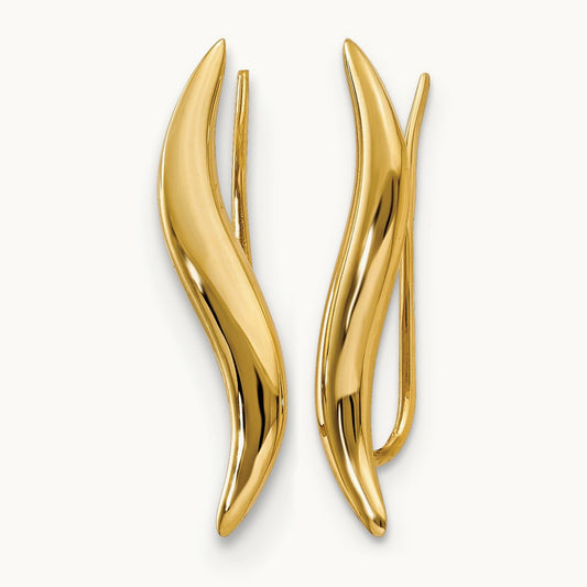 Polished Ear Climber Earrings, 14K — Leslie's