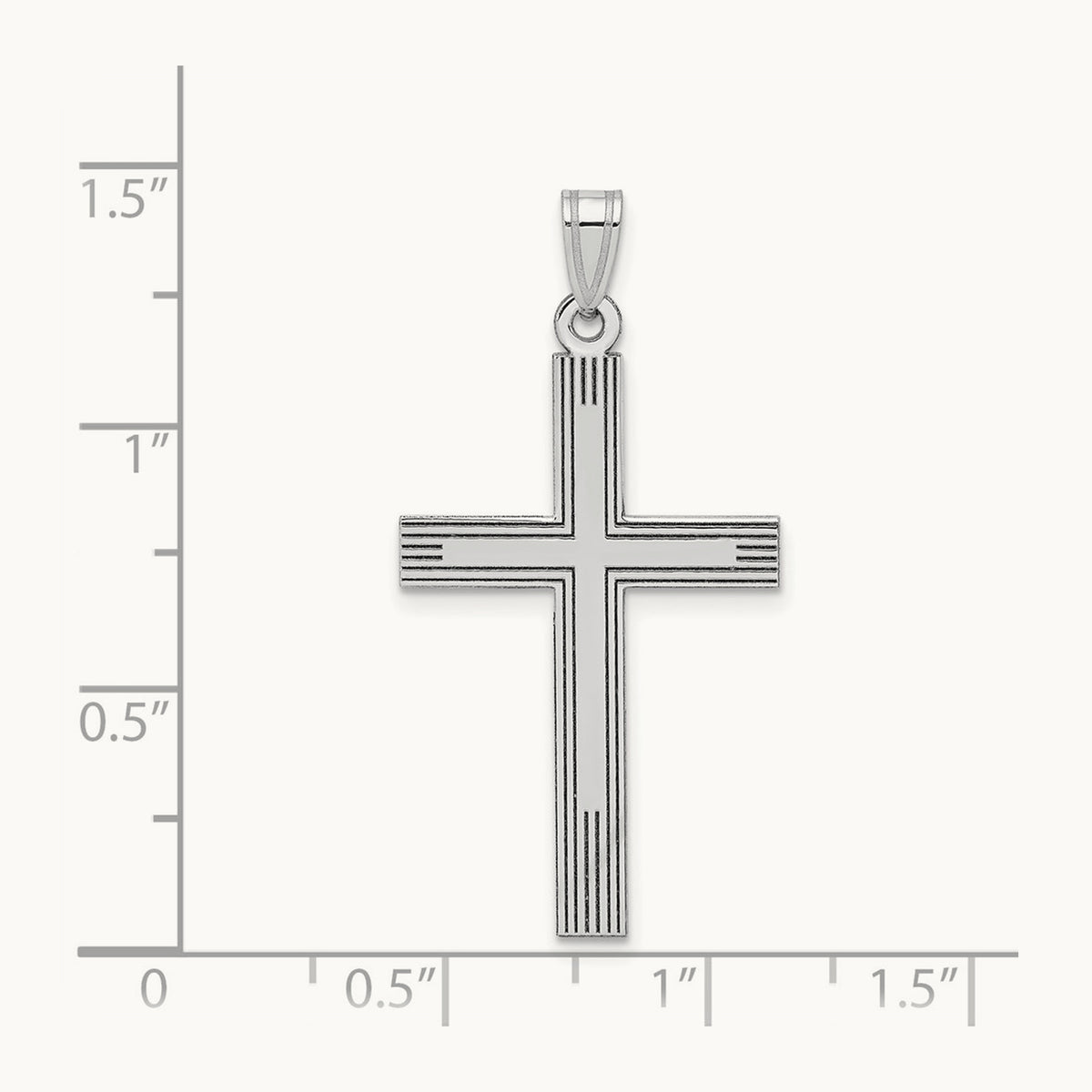 Laser Etched Cross Charm — 14K White Gold, 37mm
