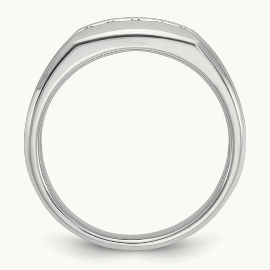 IBGoodman Men's Polished & Satin 5-Stone Diamond Ring, 14K White Gold