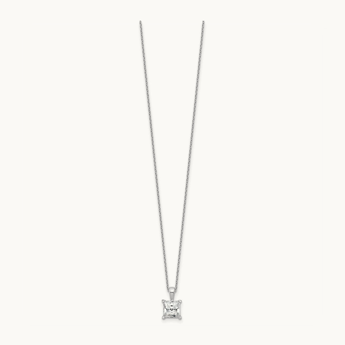 Princess Pendant Necklace, 0.50-2.00 ct tw Lab-Grown Diamond — 2 ct, 14K White Gold