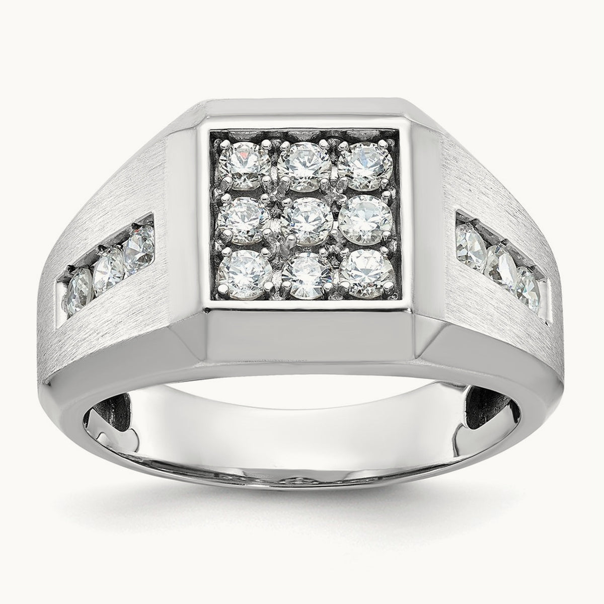 Square Cluster Men's Ring, 1.00 ct tw Lab-Grown Diamond