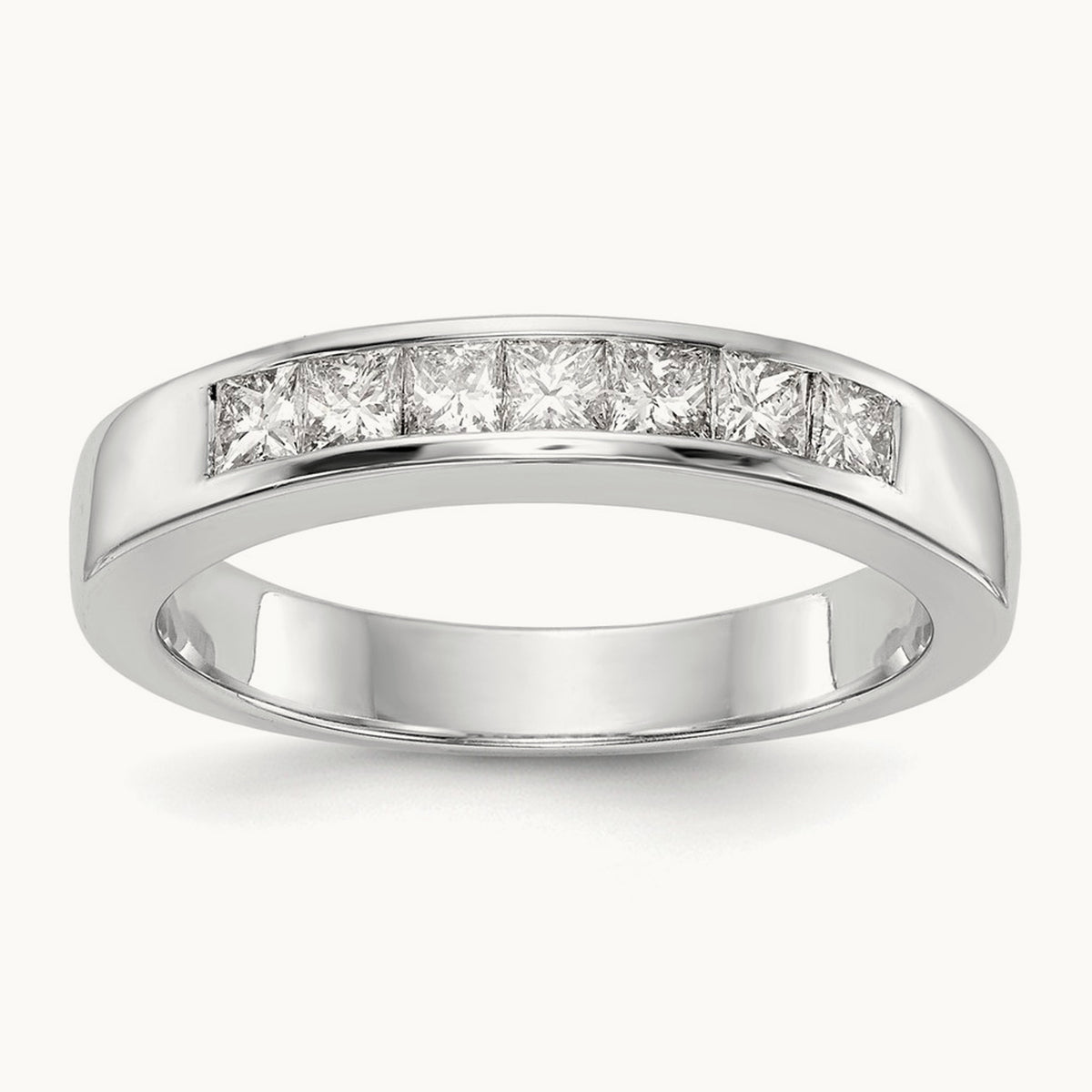 7-Stone Diamond Channel Band, 14K White Gold