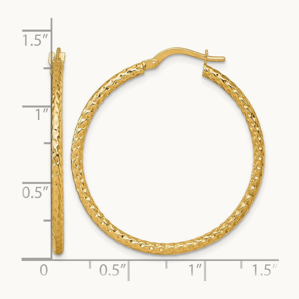 Polished Diamond-cut Hoop Earrings — 14K Yellow Gold, 32mm