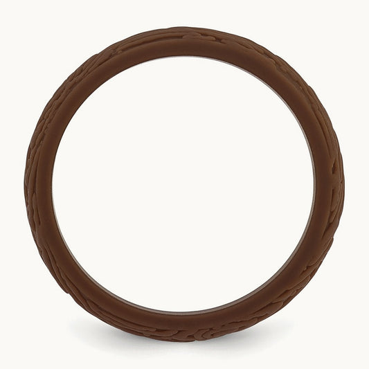 Silicone Brown 5.70mm Wood Grain Pattern Band