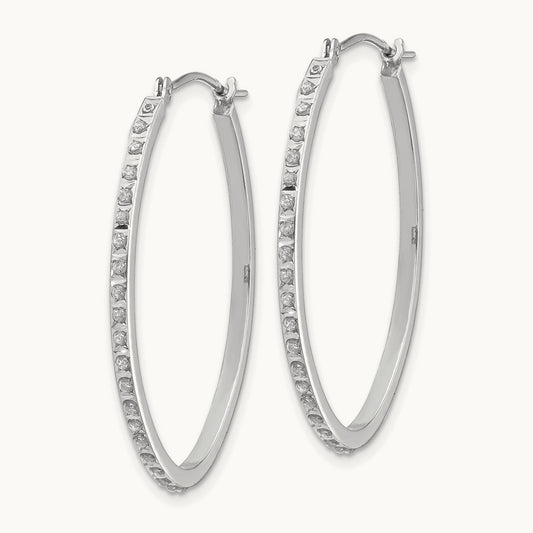 WG Diamond Fascination Diamond Dust/Accent Oval Hoop Earrings, 14K