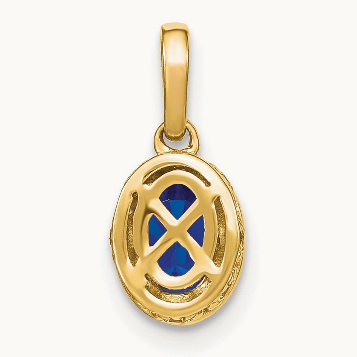 Oval Sapphire and Diamond Pendant — 14K Yellow Gold