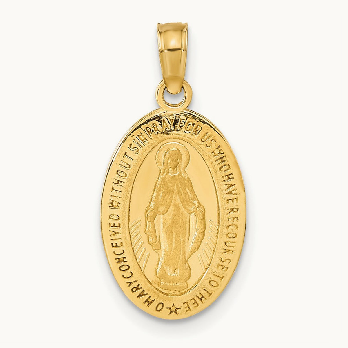 Miraculous Medal Pendant — 14K Yellow Gold, 21.25mm