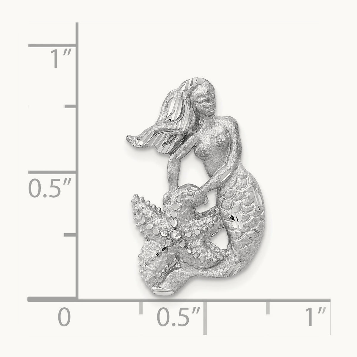 Satin and Diamond-Cut Mermaid Slide, 14K White Gold