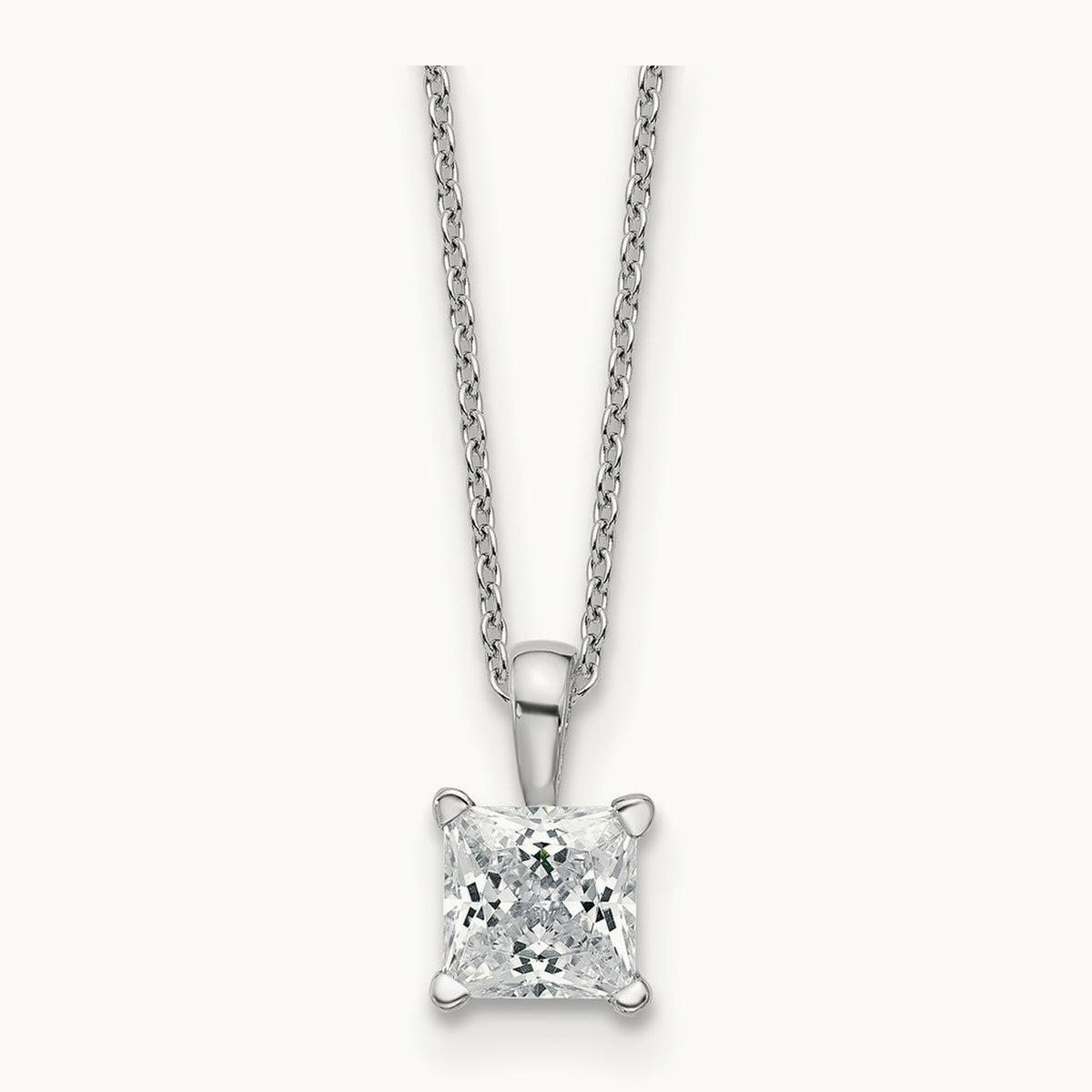 Princess Pendant Necklace, 0.50-2.00 ct tw Lab-Grown Diamond — 1 ct, 14K White Gold