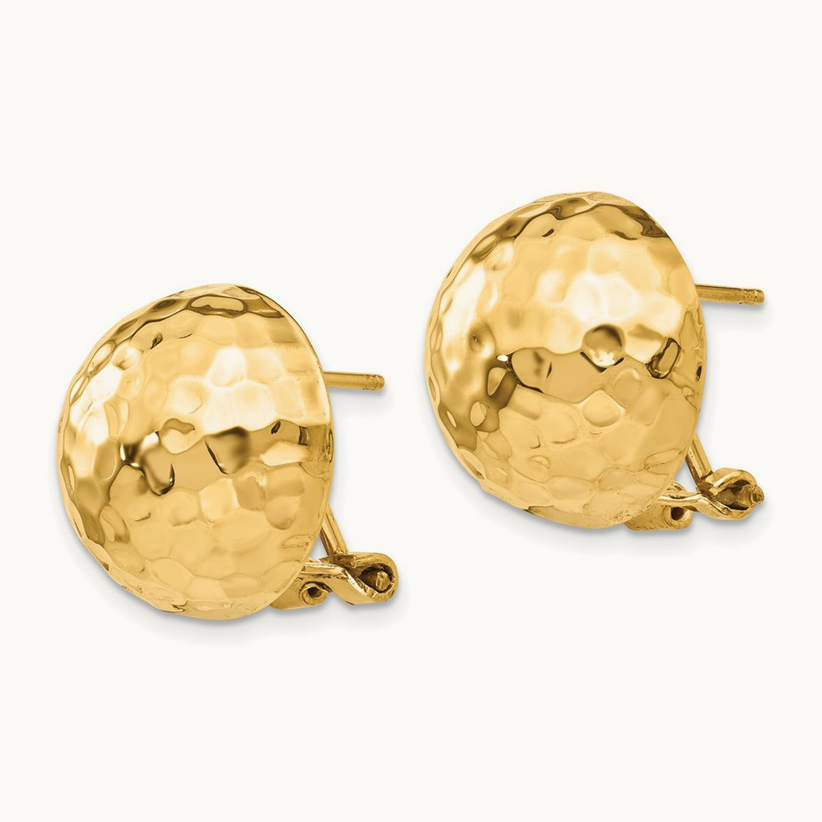 Hammered Omega Back Post Earrings — 16mm