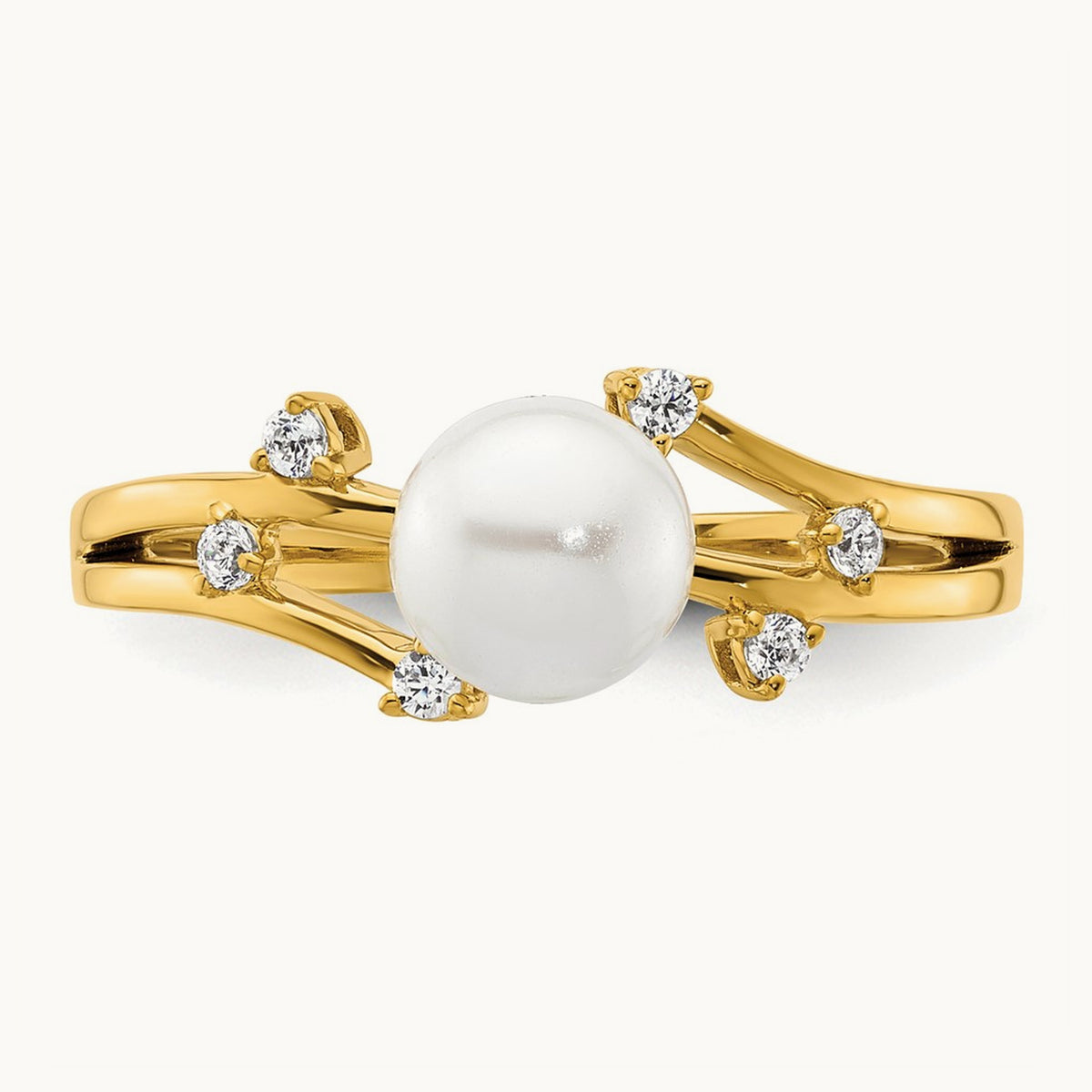 Polished Diamond and Pearl Fashion Ring — photo set