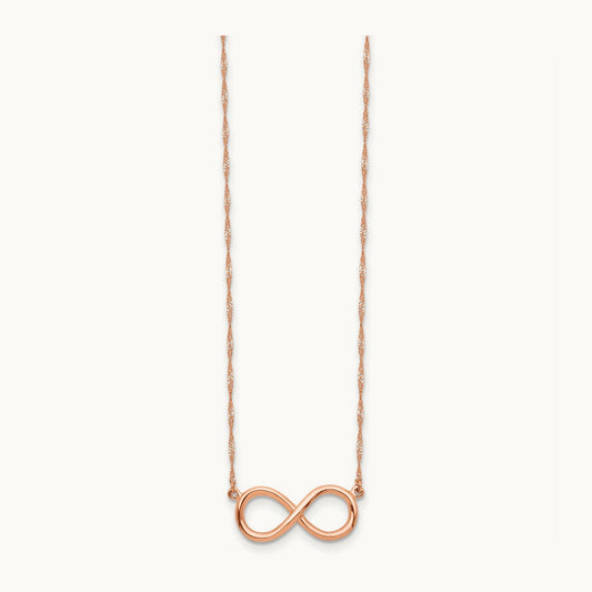 Polished Infinity Necklace — 14K Rose Gold
