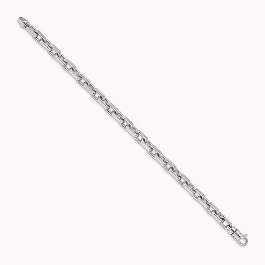 Hand-polished Fancy Link Bracelet, 7mm, 14K White Gold