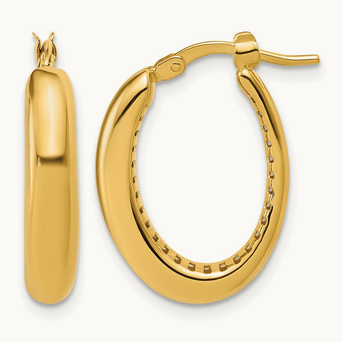 Polished Oval Hoop Earrings, 14K — Leslie's