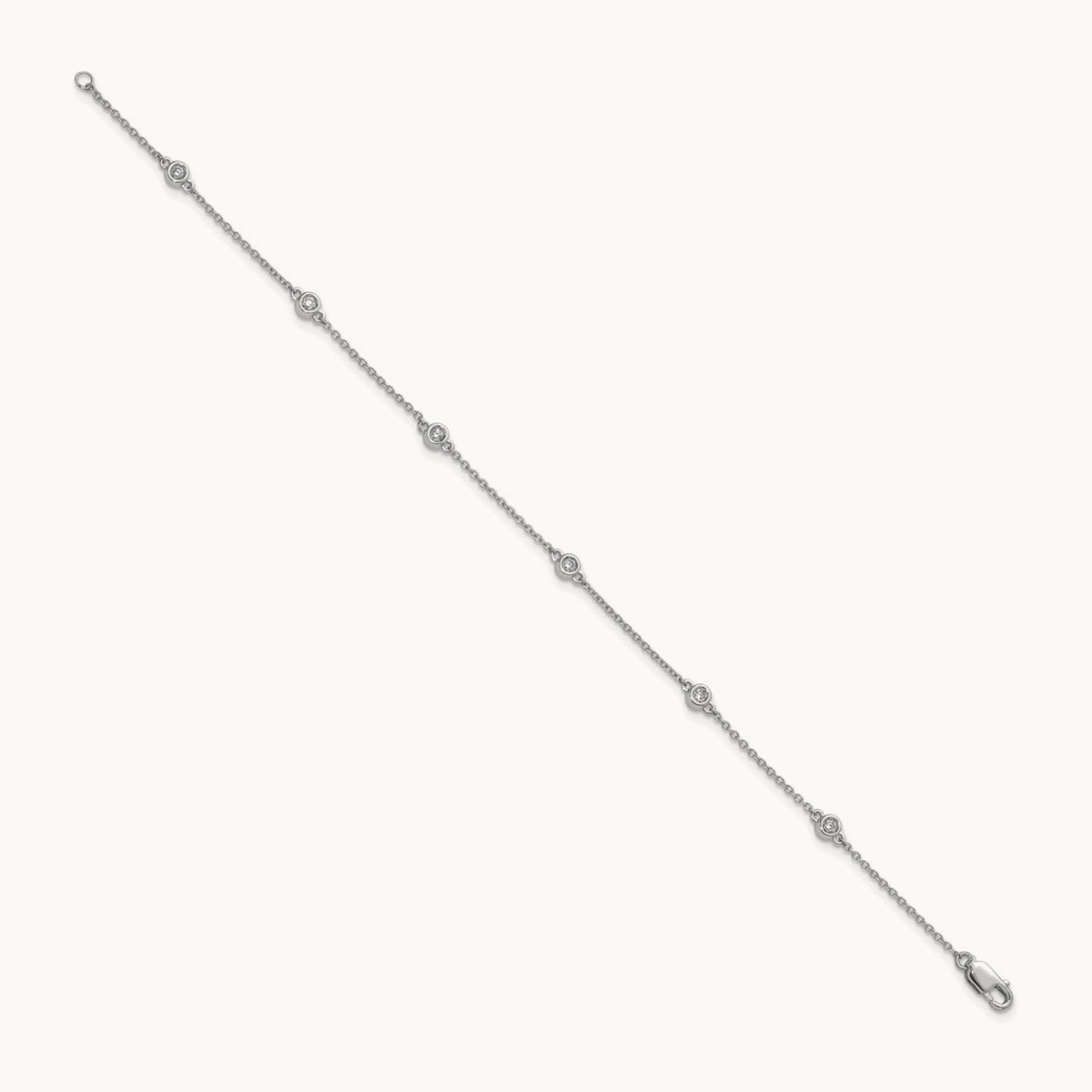 Diamond Station Cable Bracelet, 14K White Gold