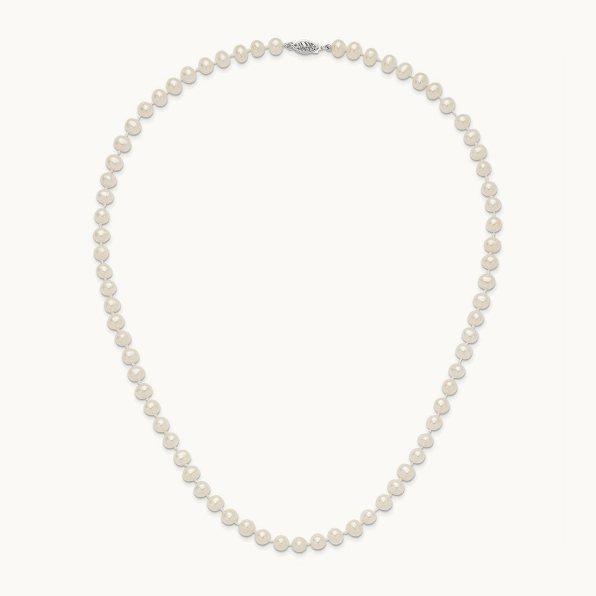 WG 6- White Freshwater Cultured Pearl 20in Necklace, 7mm, 14K