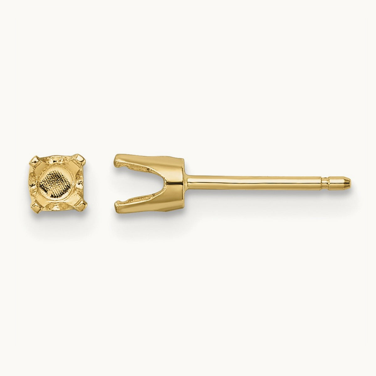 Round Stud Earring Mounting w/backs, 3.5mm, 14K