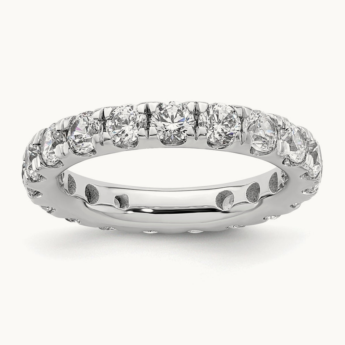 Polished U Shared Prong Diamond Eternity Band, 2.00 ct tw — 14K White Gold