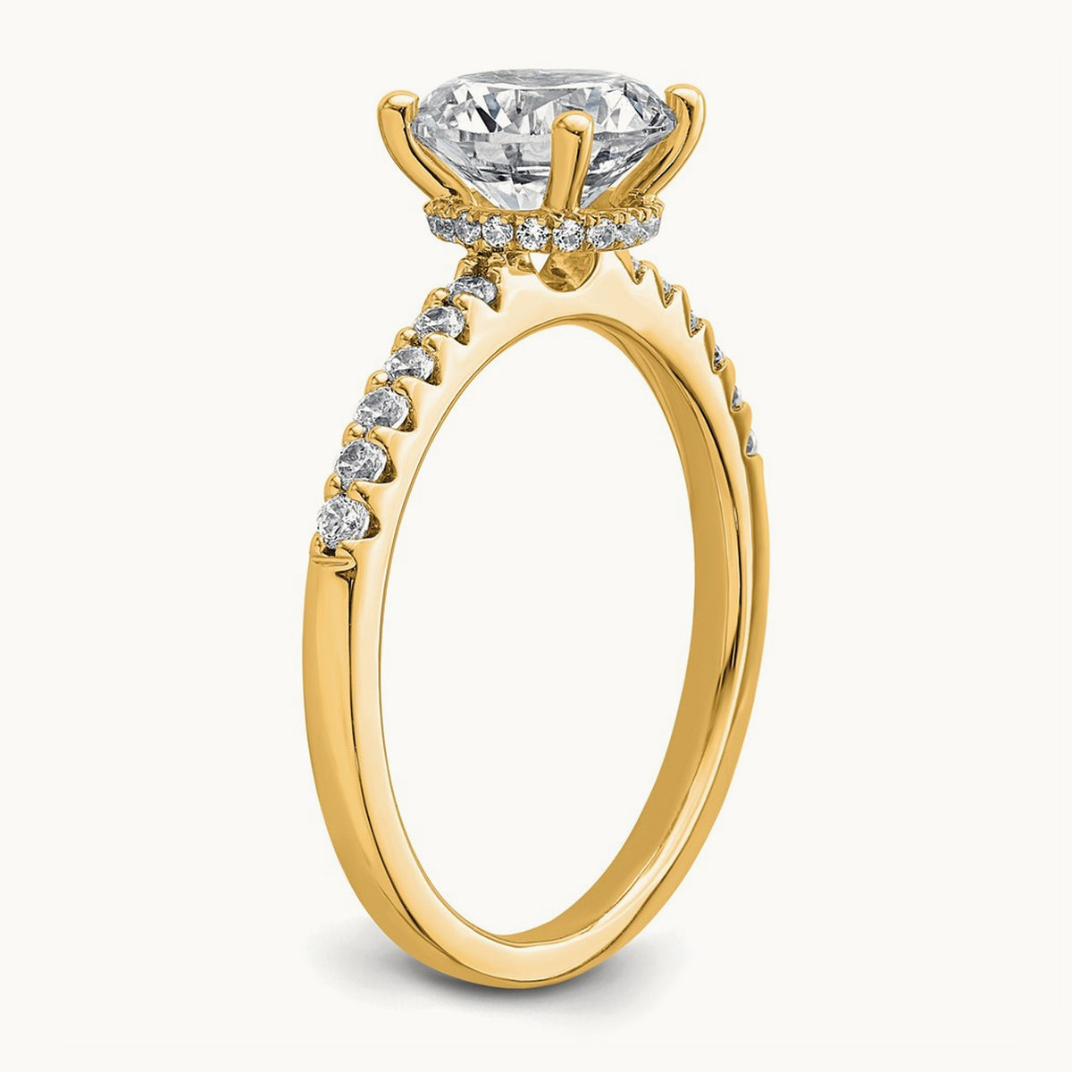 Round Engagement Ring, 1.25-2.75 ct tw Lab-Grown Diamond — 1 3/4 ct, 14K Yellow Gold