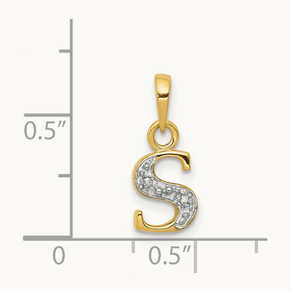 Diamond Letter S Initial Pendant, 14K Yellow Gold with Rhodium