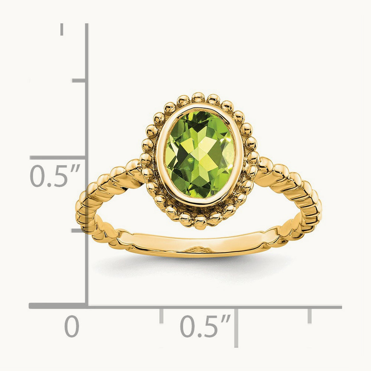 Oval Peridot Ring — 14K Yellow Gold, 7