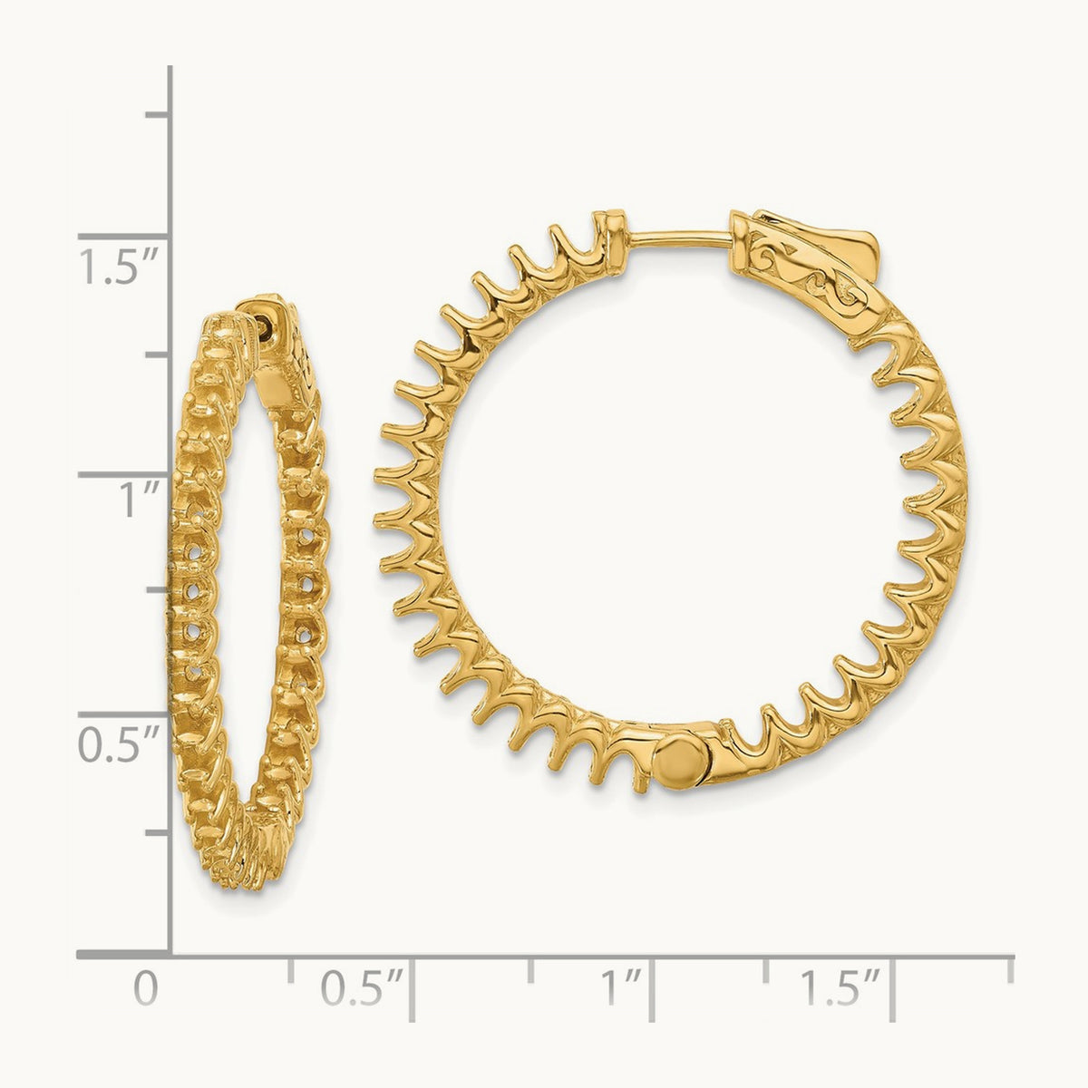 2.9ct 58- In/Out Hoop w/ Safety Clasp Earring Mountings, 2.3mm, 14K