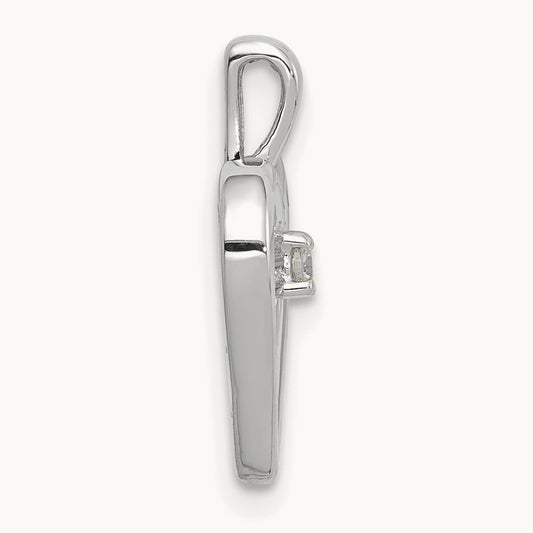 Diamond Heart Pendant — 14K White Gold, 16.2mm