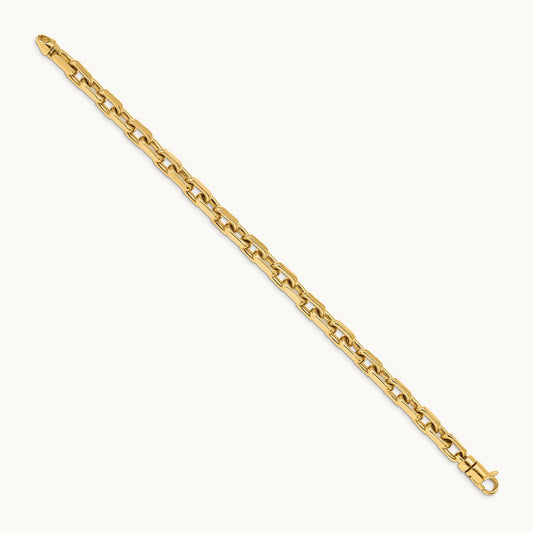 Hand-polished Fancy Link Bracelet, 7mm, 14K