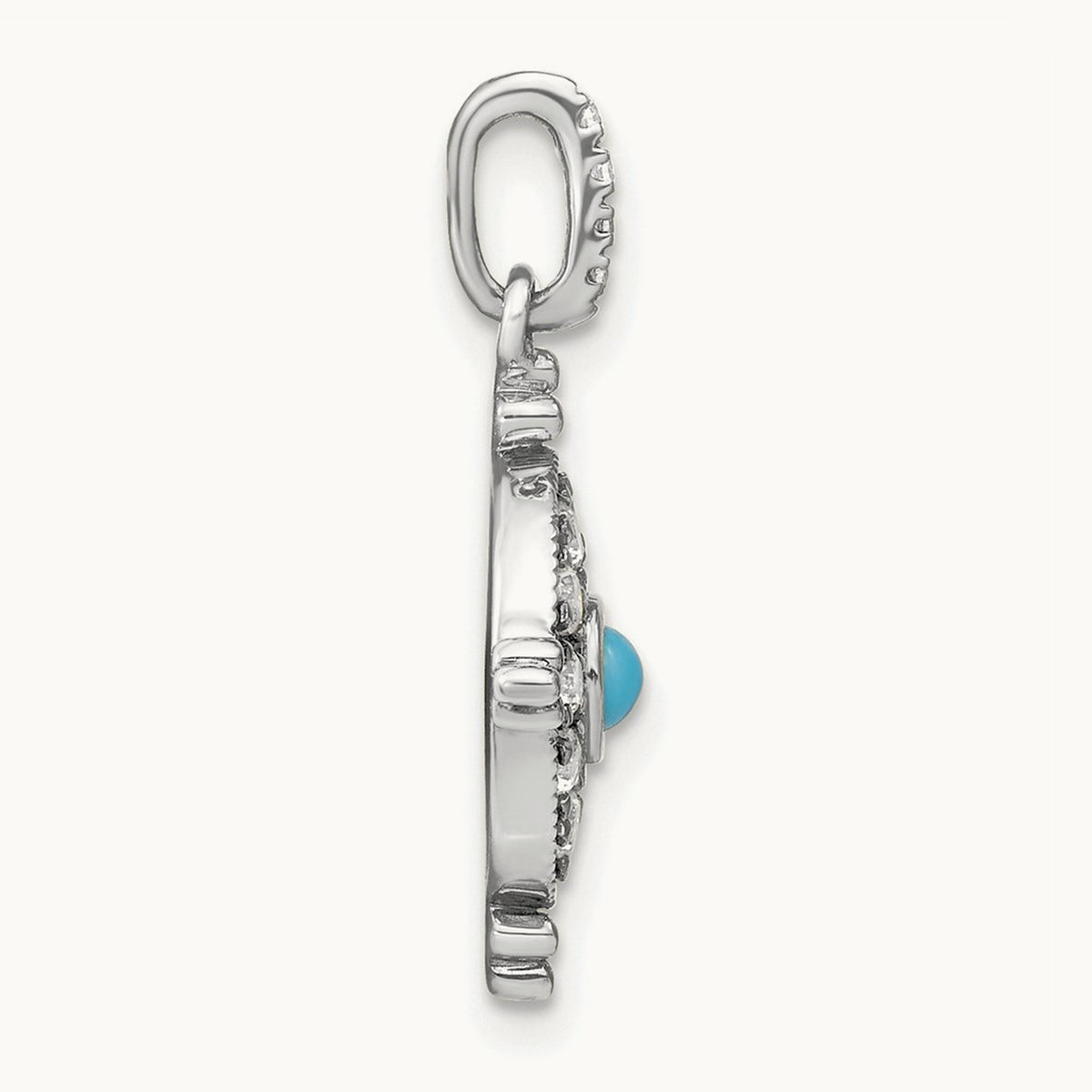 Turquoise and Topaz Pendant — 14K White Gold