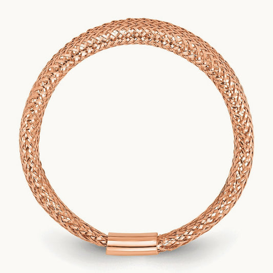 Plating Mesh Tapered Stretch Ring, 14K with Rose Gold — Leslie's