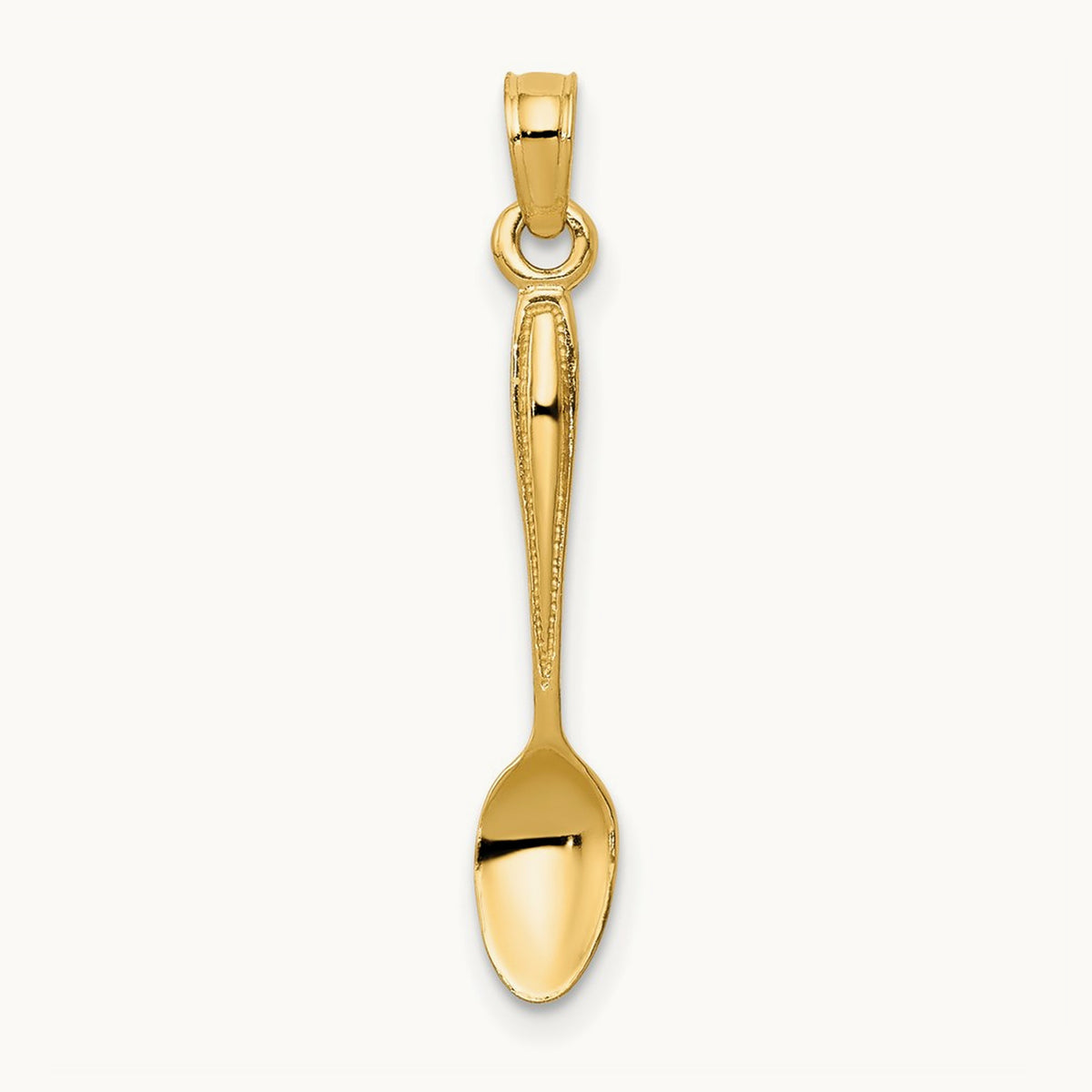 3-D Table Spoon Pendant — 14K Yellow Gold