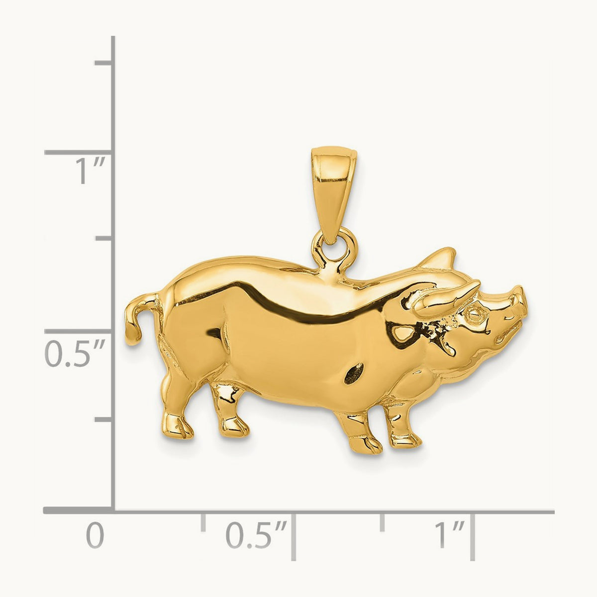 Pot Belly Pig Pendant, 14K