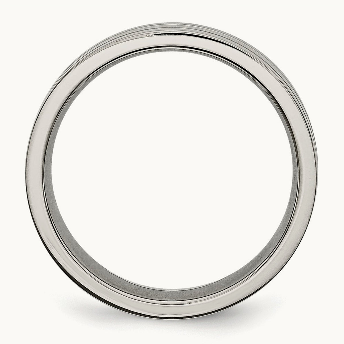 Brushed Center Grooved Band, 6mm, Titanium