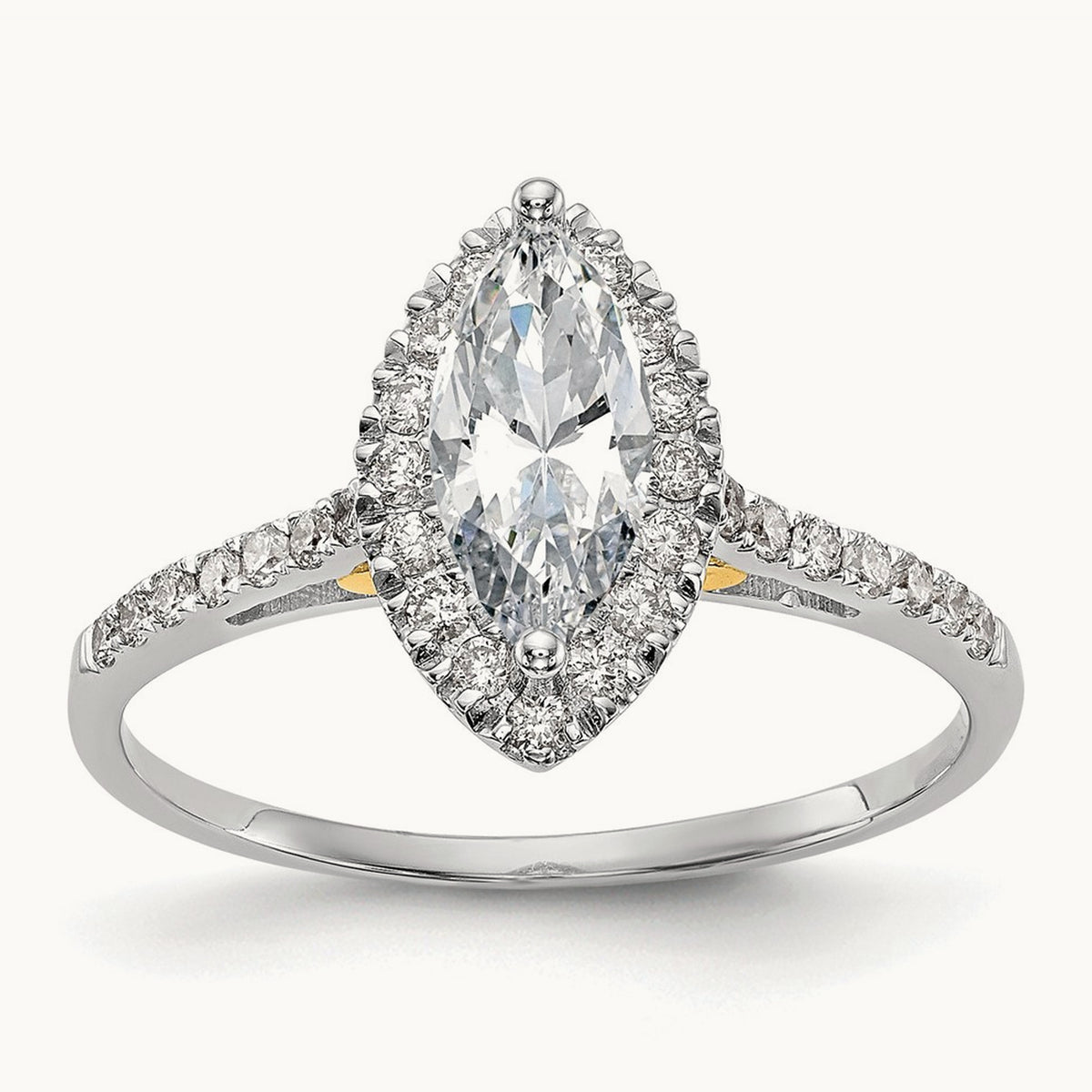 Marquise Halo Semi-Mount Engagement Ring, 0.25 ct tw — 2/7 ct, 14K Two-Tone