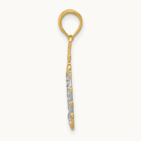 Rhodium Crown Pendant, 14K