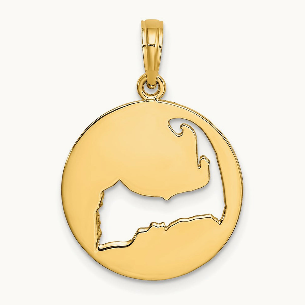 Polished Cut-Out CAPE COD Map Charm, 14K
