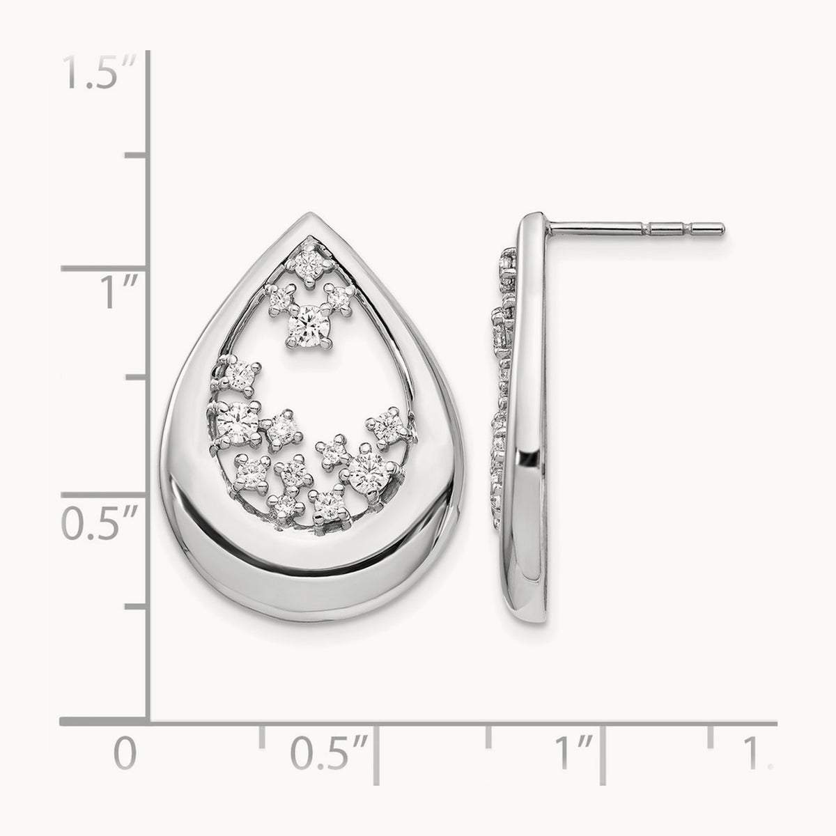 Diamond Post Earrings, 14K White Gold