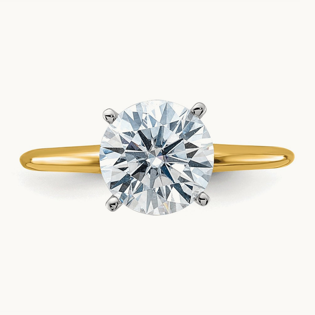 Round Solitaire Engagement Ring, 2.00 ct tw Lab-Grown Diamond — 14K Two-Tone