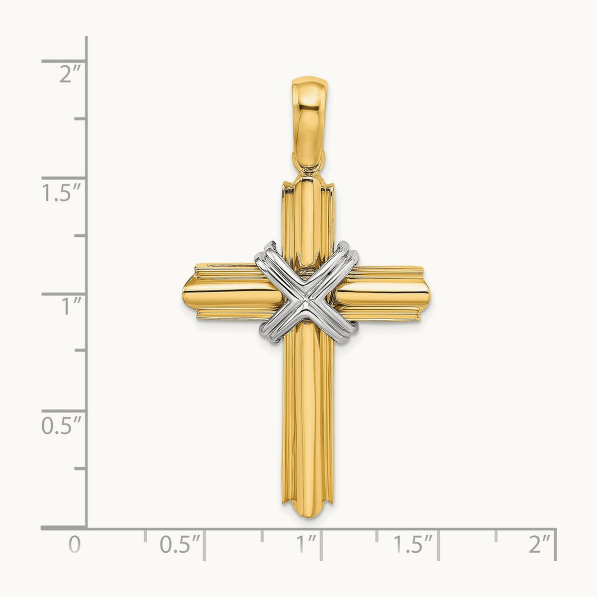 X Center Polished Cross, 14K Two-tone