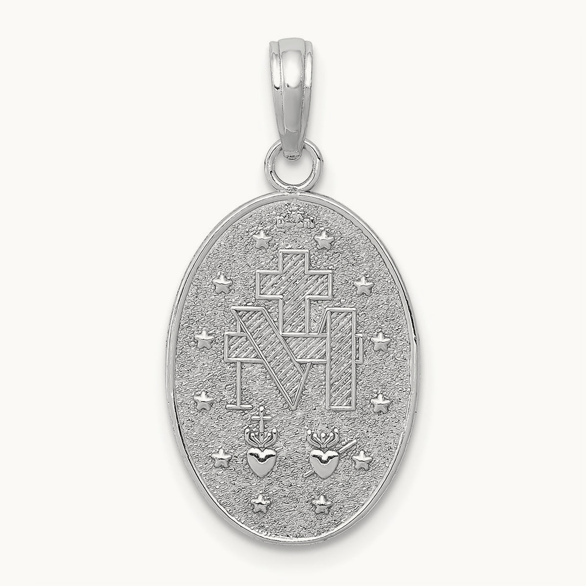 Miraculous Medal Pendant — 14K White Gold, 26mm